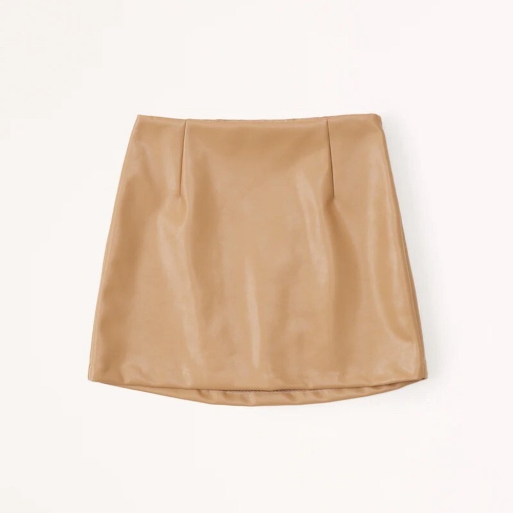 Abercrombie Tan Vegan Leather Mini Skort